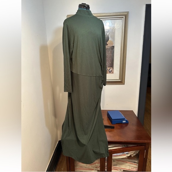 Studio Park x Shawn Killinger Green Stretch Long Sleeves Mock-Neck Dress Sz XLP - Picture 3 of 7
